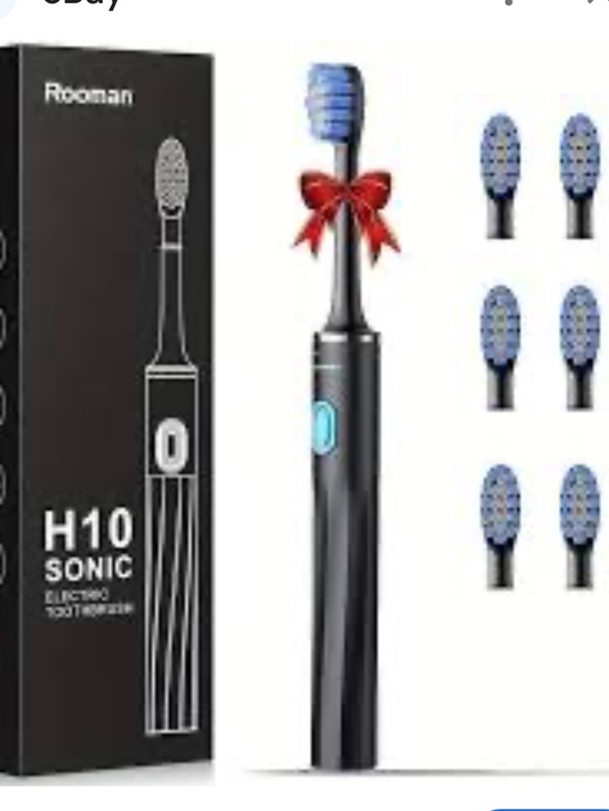 Rooman Other - Black Electric Toothbrush with Blue Brush Heads